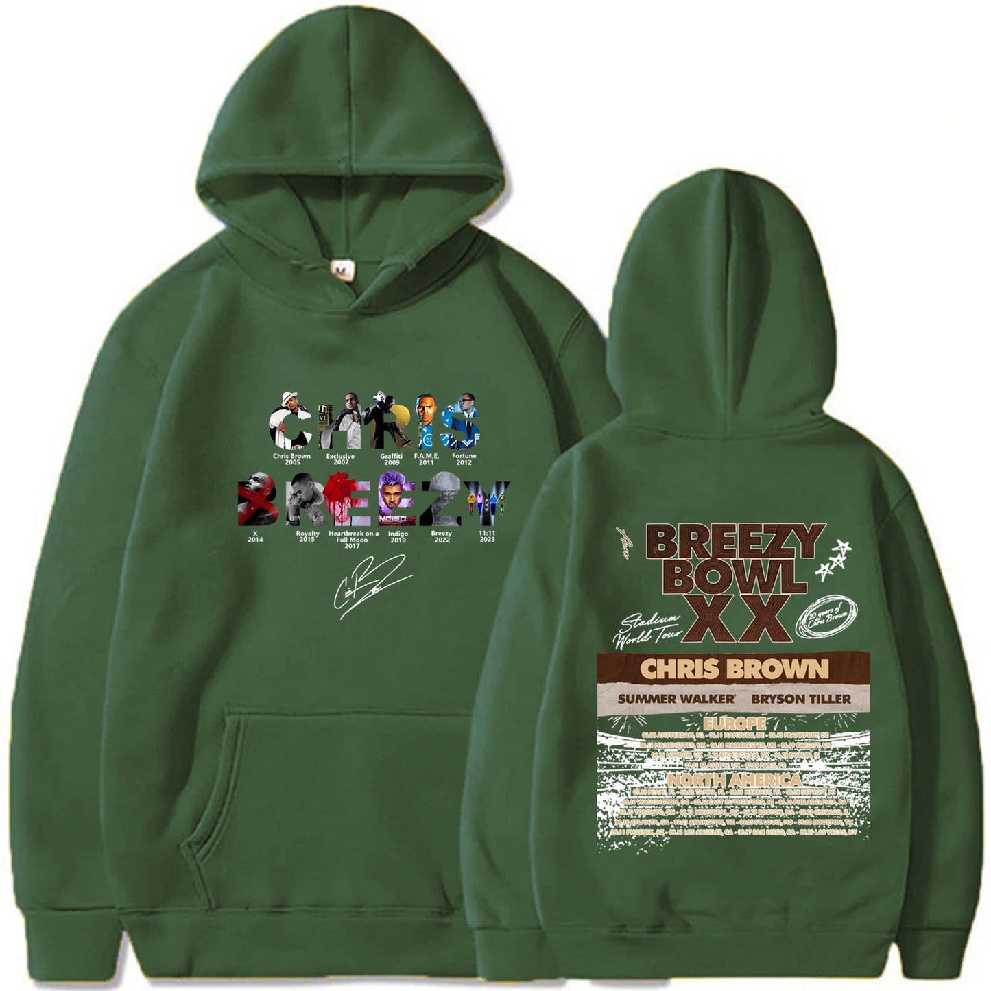 Chris Brown Letter Breezy Bowl XX Tour Hoodie