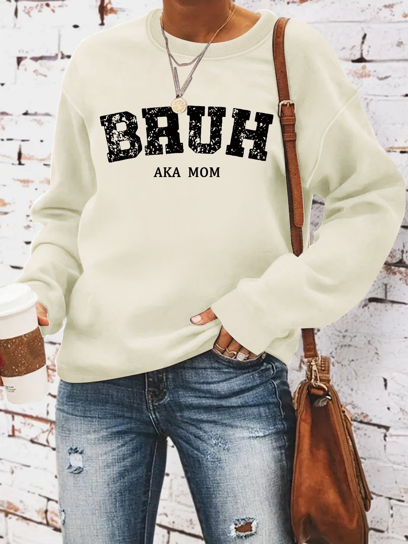 BRUH AKA MOM Printed Long Sleeve