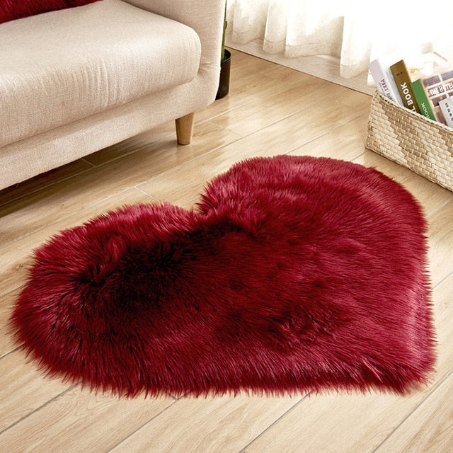Fluffy Love Heart Shaped Soft Area Rug