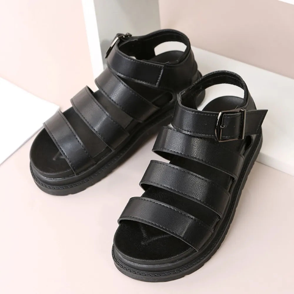 Peep Toe Buckle Platform Sandals