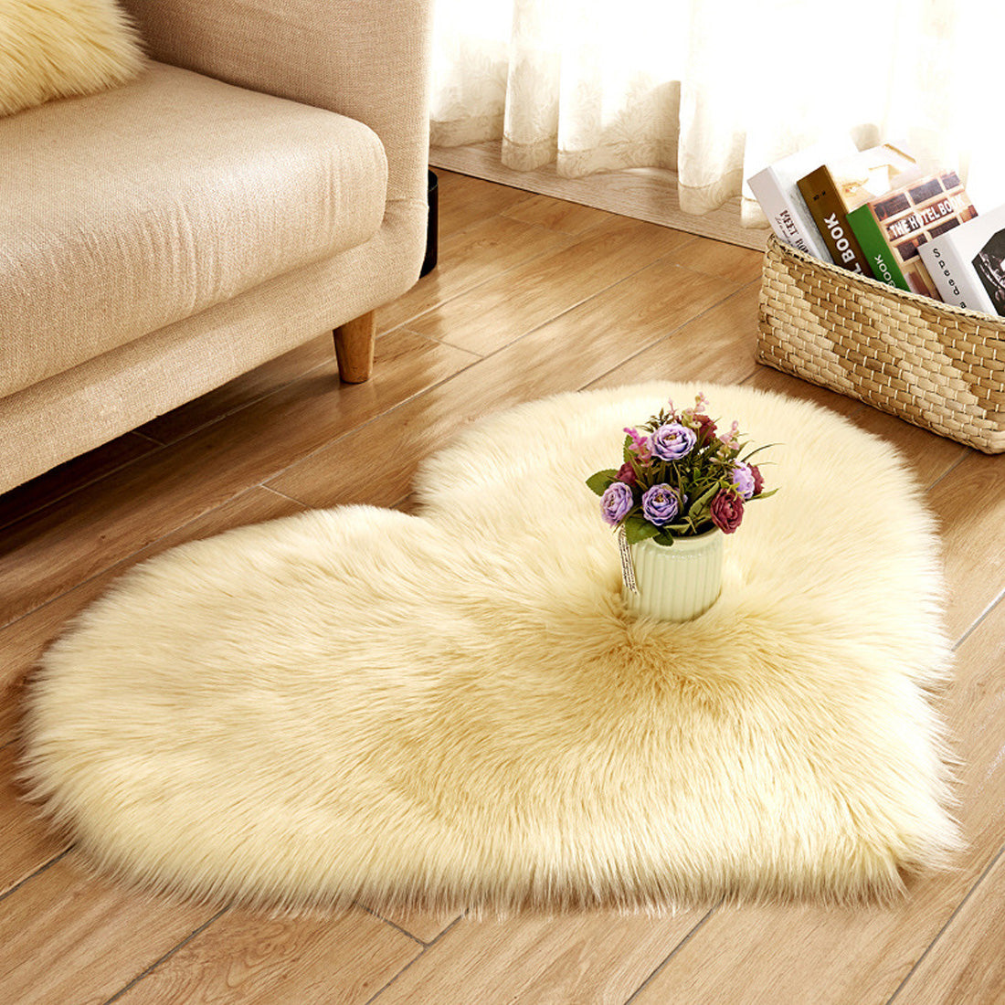 Fluffy Love Heart Shaped Soft Area Rug