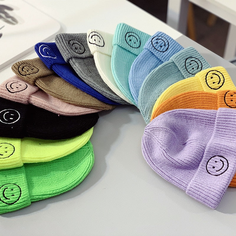 Smiley Face Baby Knit Hat