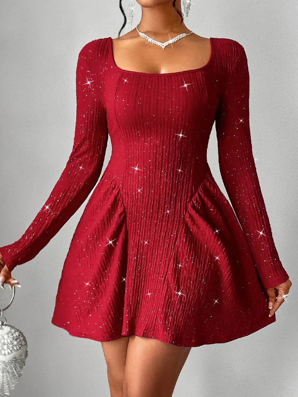 Long Sleeved Square Neck Dress