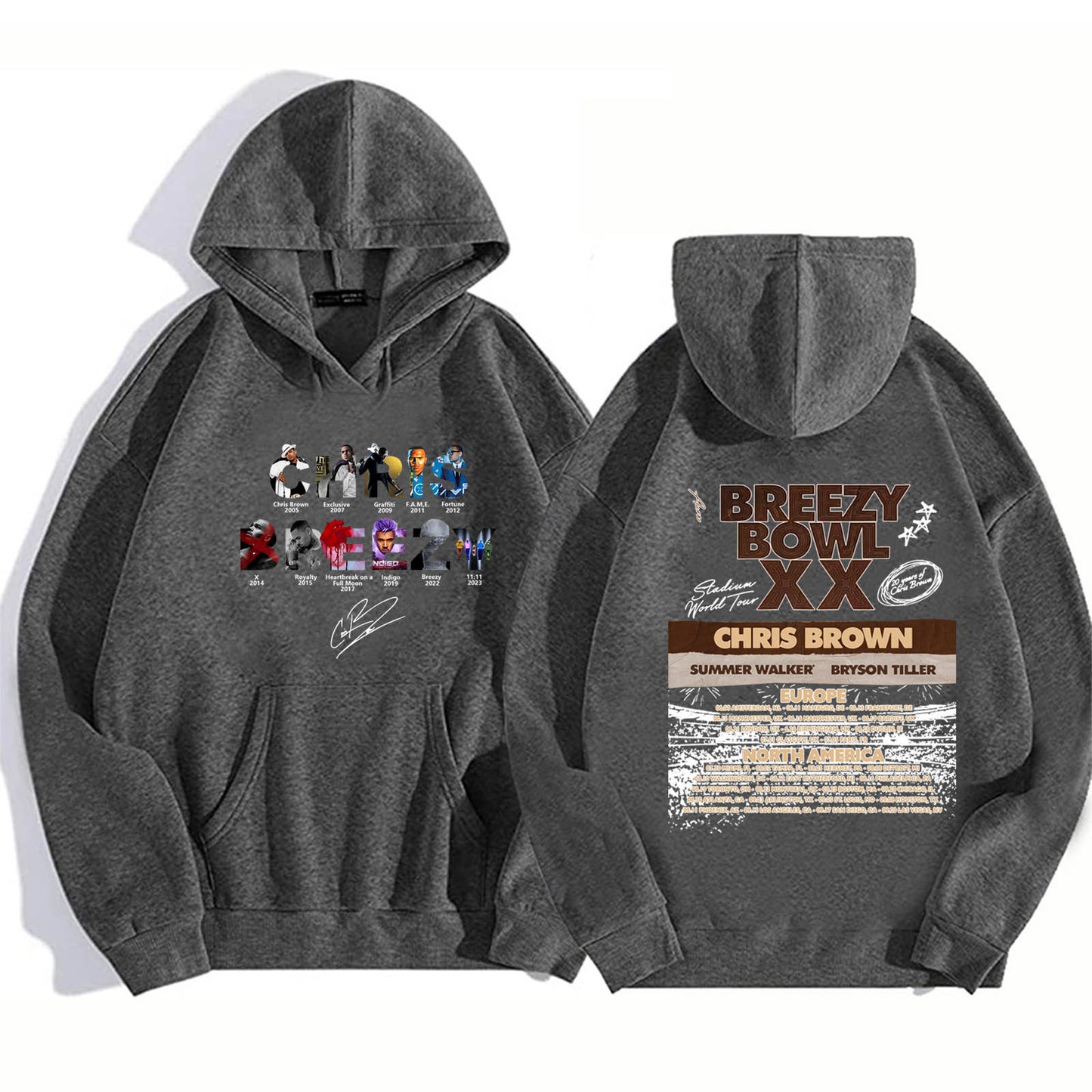 Chris Brown Letter Breezy Bowl XX Tour Hoodie