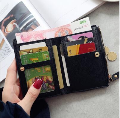 Short Fashion Leather Cherry Embroidery Coin Purse