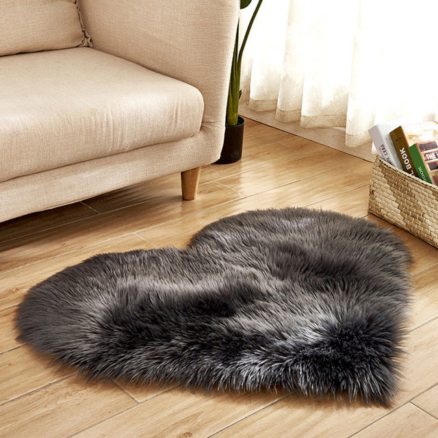 Fluffy Love Heart Shaped Soft Area Rug
