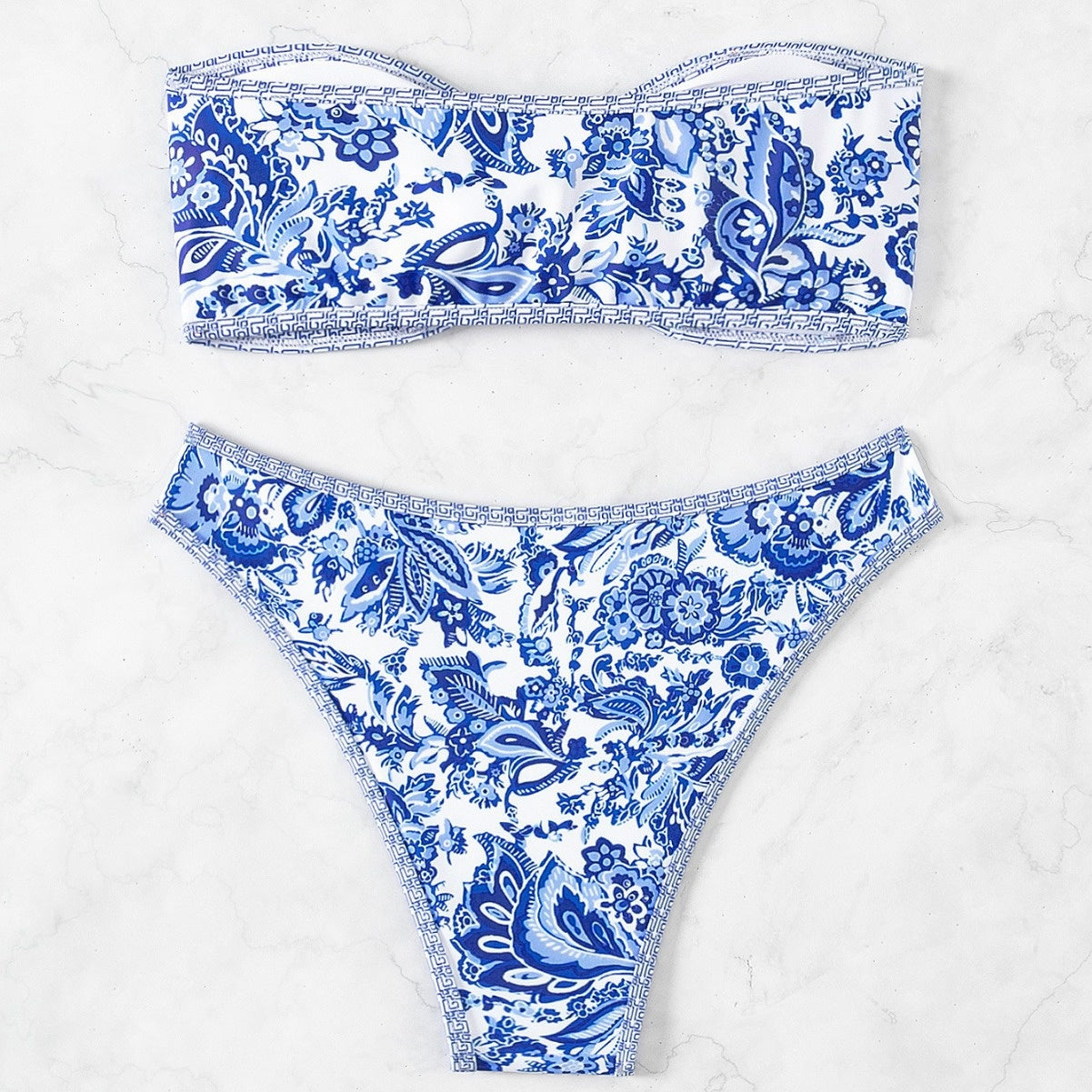 Porcelain Printed Bikini Swimsuit
