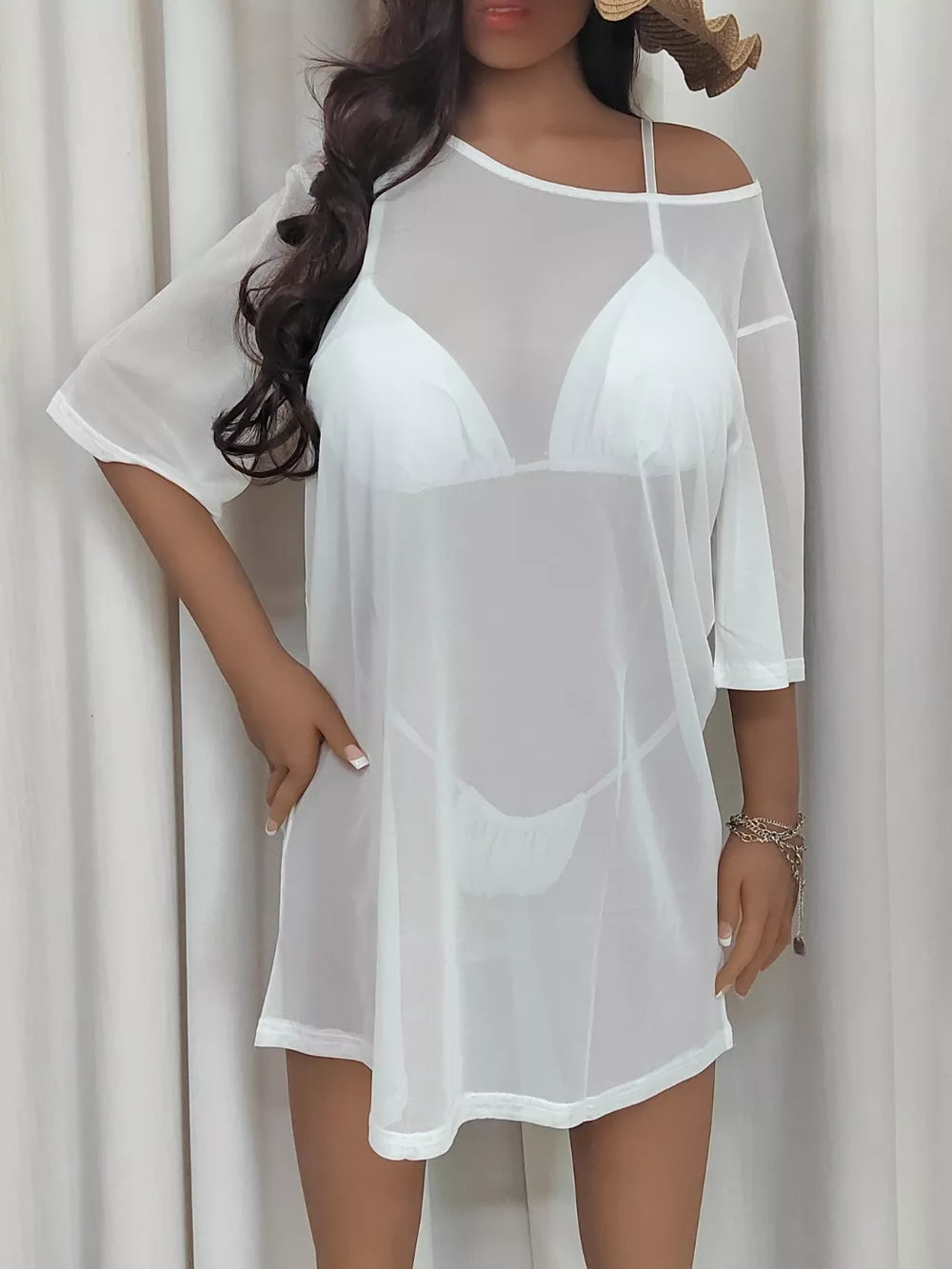 Mesh Half Sleeve Cover Up