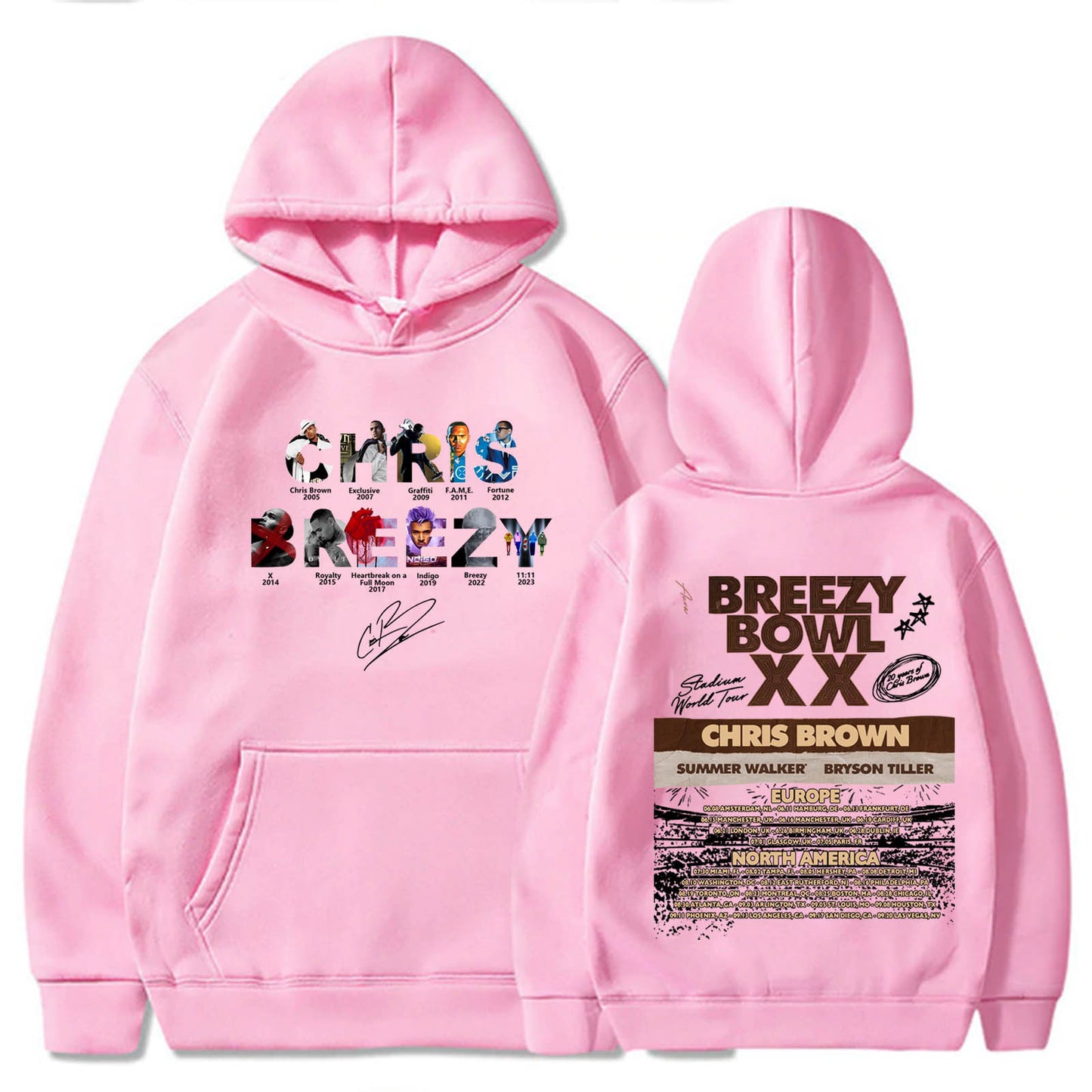 Chris Brown Letter Breezy Bowl XX Tour Hoodie
