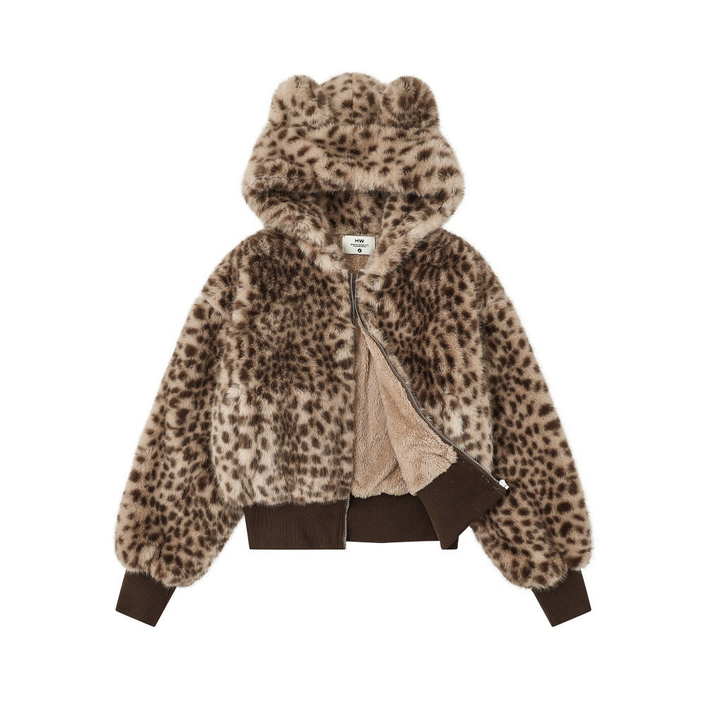Women's Short Cotton Leopard Print Jacket