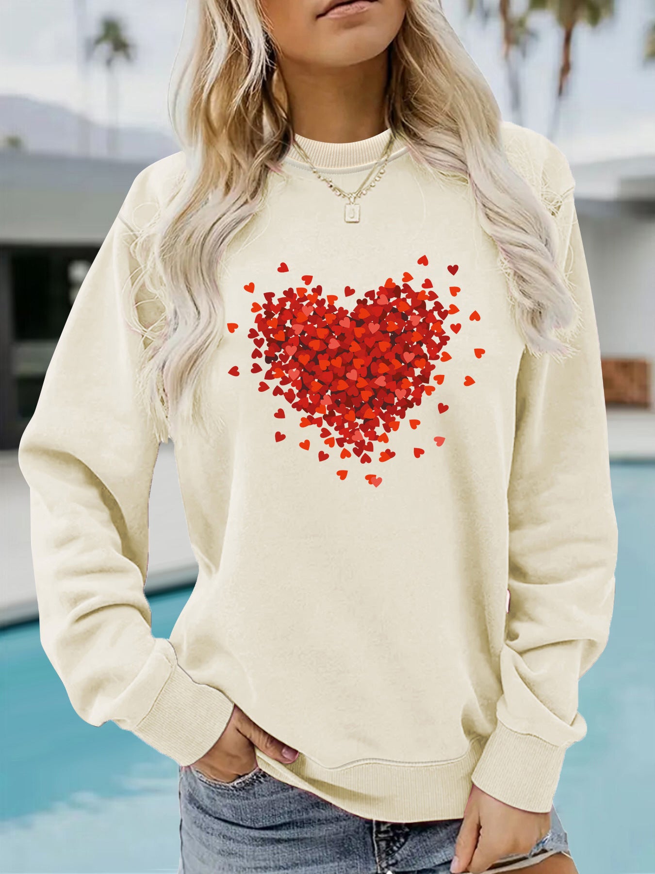 Heart-Shaped Printed Long Sleeve
