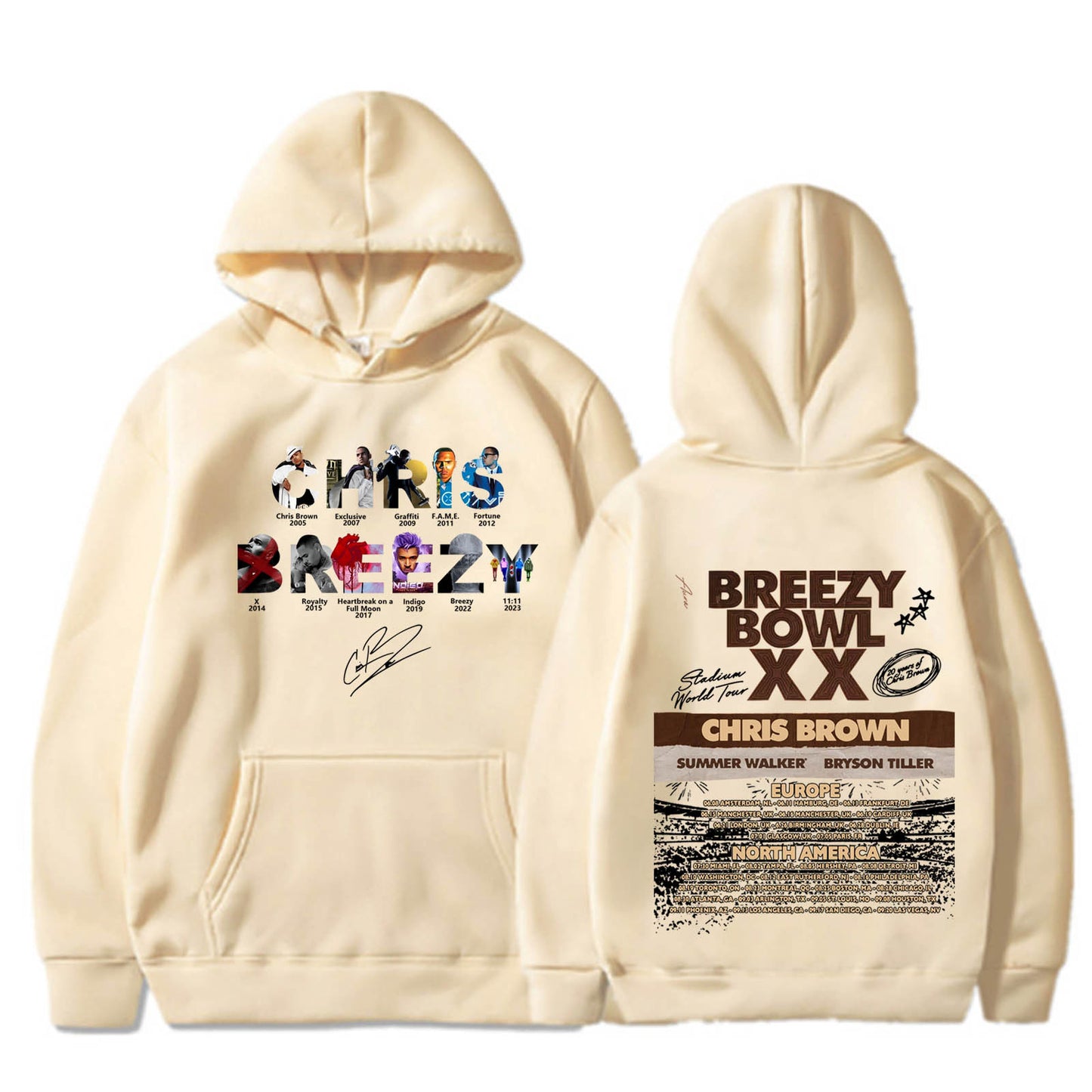 Chris Brown Letter Breezy Bowl XX Tour Hoodie