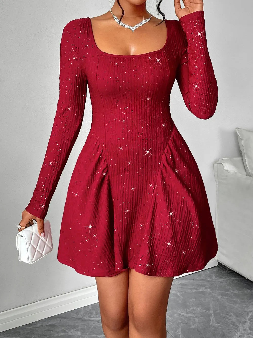 Long Sleeved Square Neck Dress