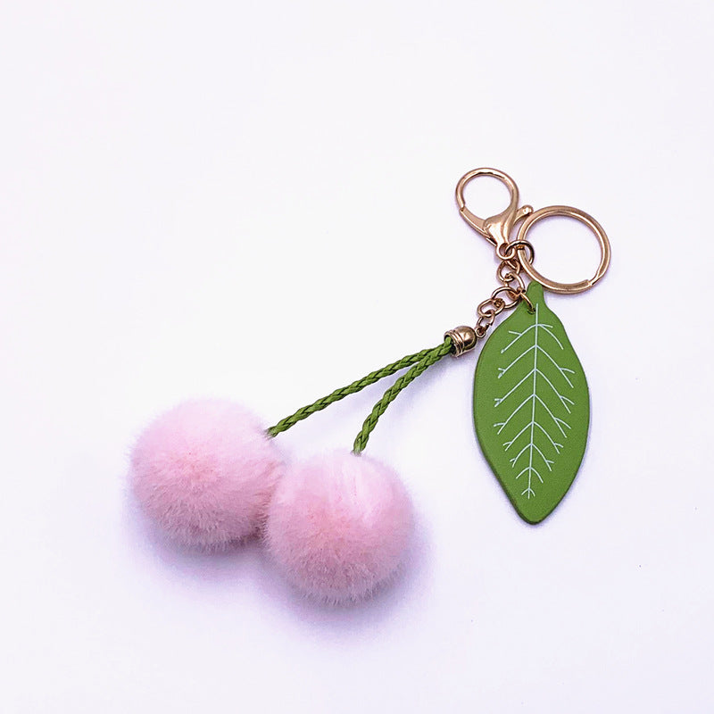 Plush Cherry Key Chain Pendant