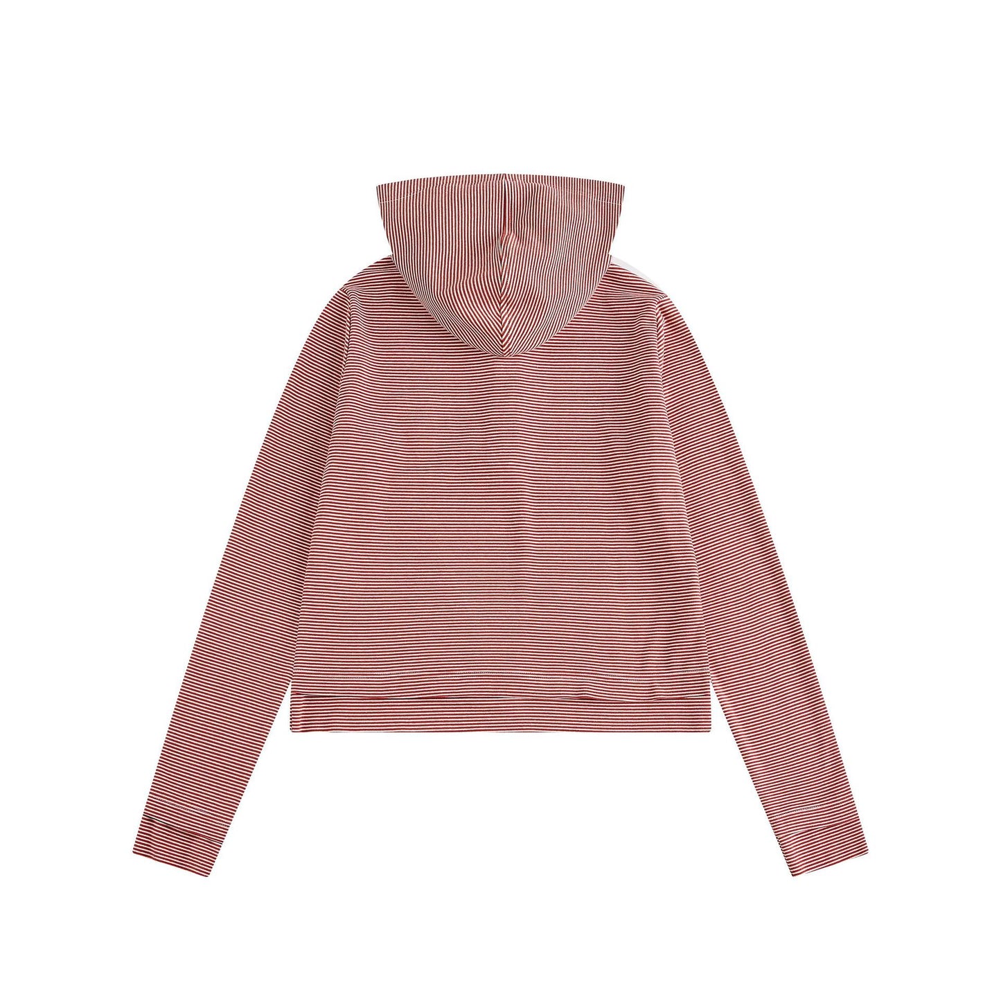 Vintage Striped Cherry Embroidered Hooded Sweatshirt
