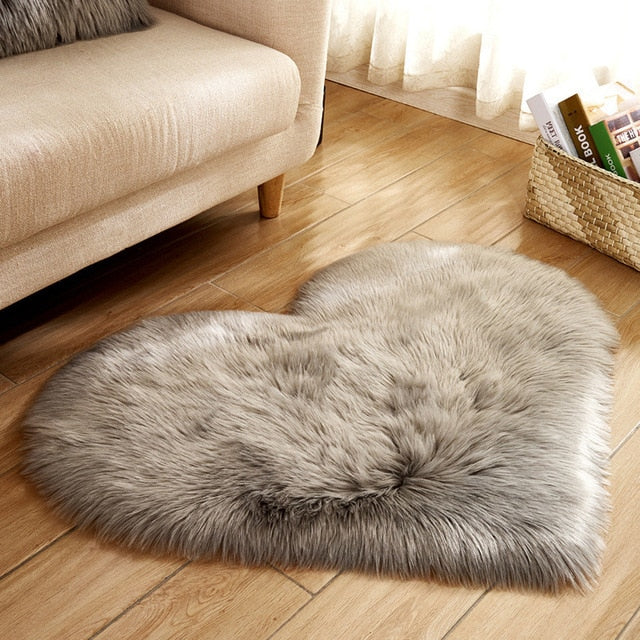 Fluffy Love Heart Shaped Soft Area Rug