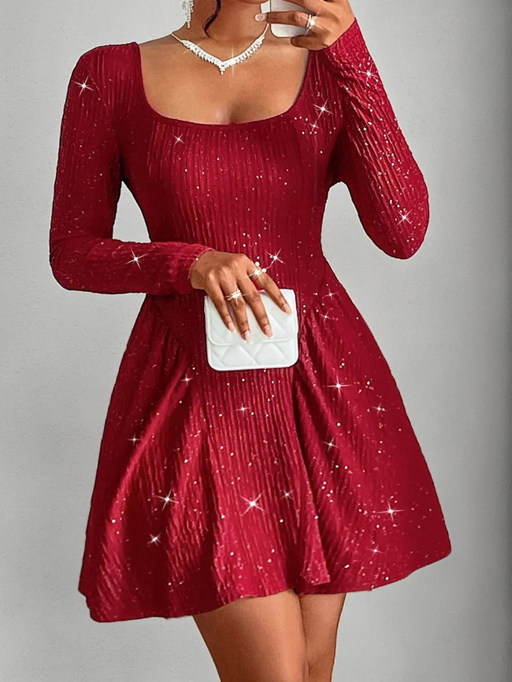 Long Sleeved Square Neck Dress