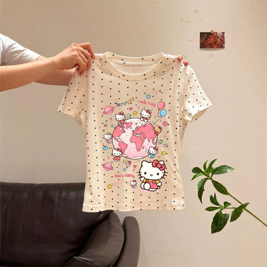 Hello Kitty Polka Dot Short Sleeve T-Shirt