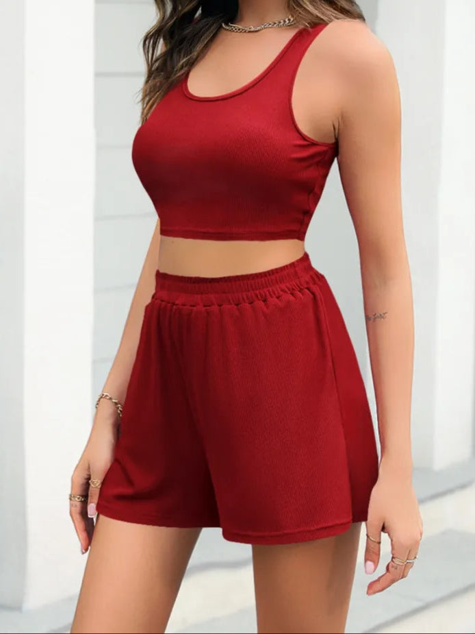 Scoop Neck Tank and Shorts Set