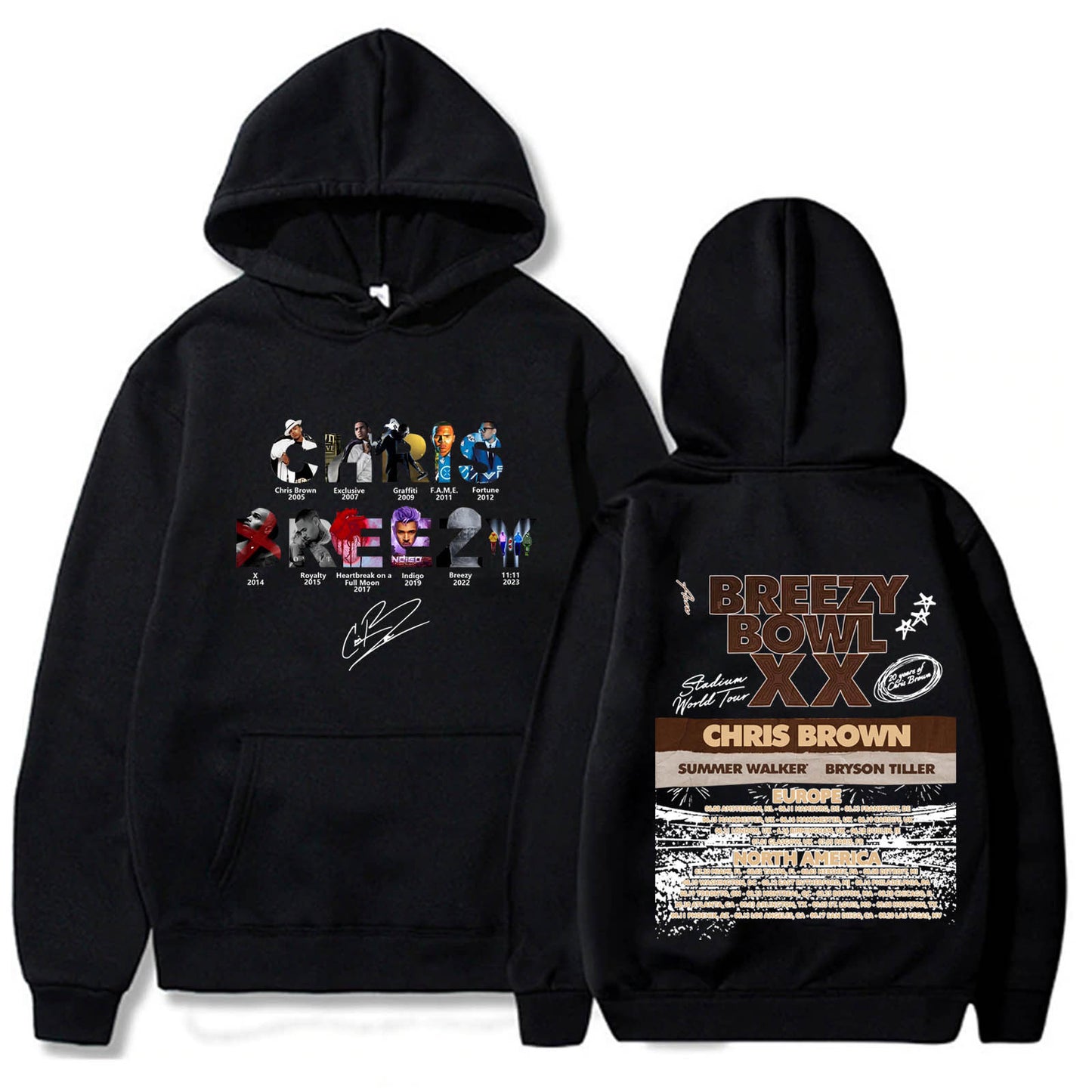 Chris Brown Letter Breezy Bowl XX Tour Hoodie