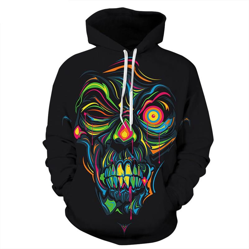 Colorful Skull Printed Hoodie