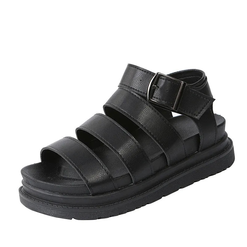 Peep Toe Buckle Platform Sandals