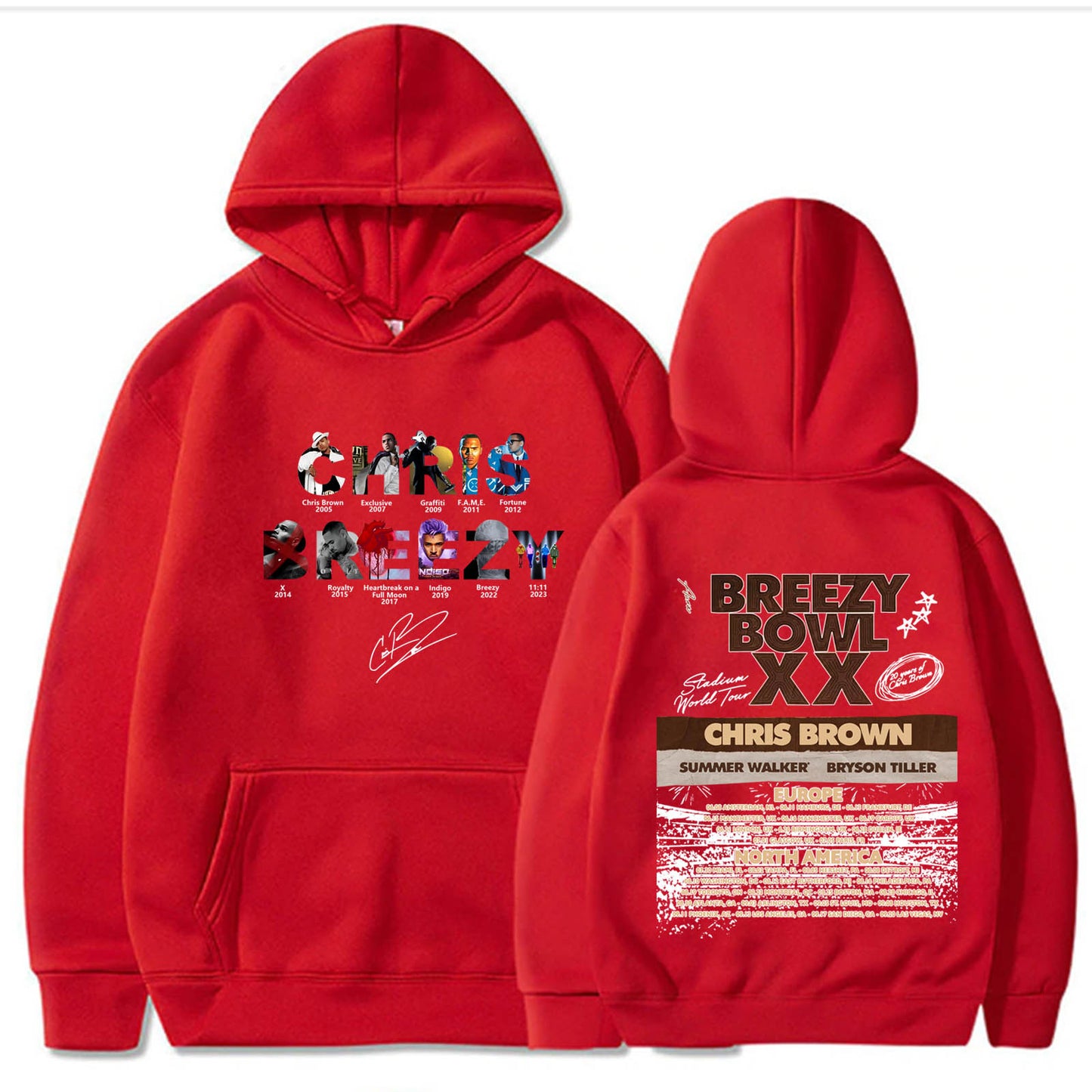 Chris Brown Letter Breezy Bowl XX Tour Hoodie