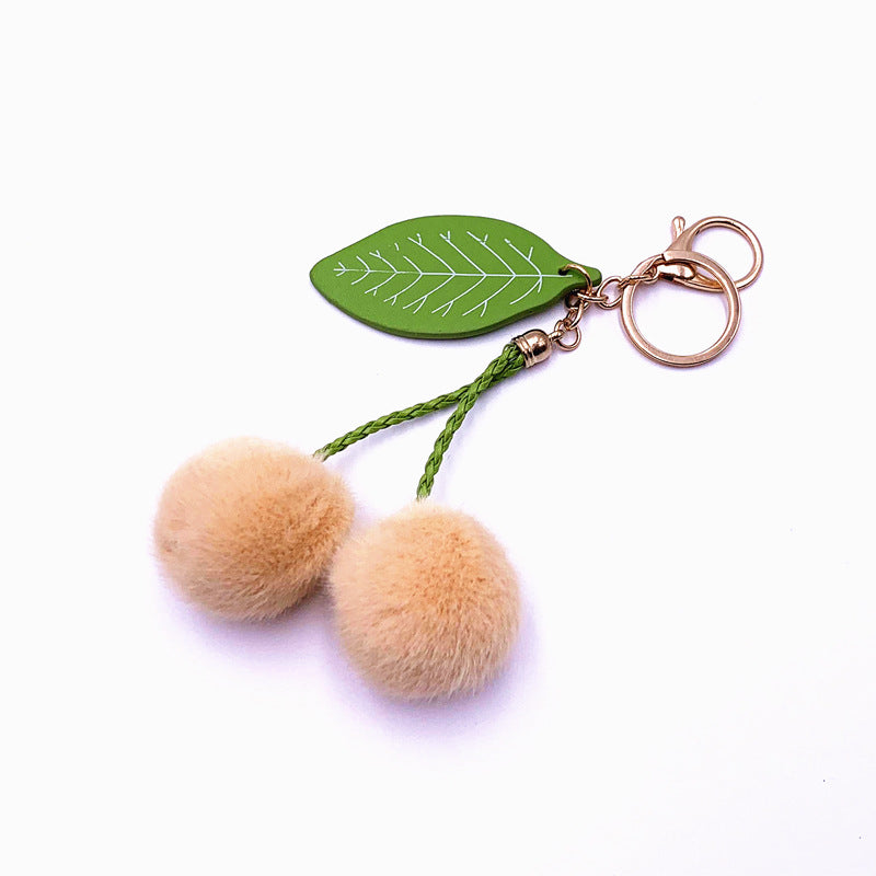 Plush Cherry Key Chain Pendant