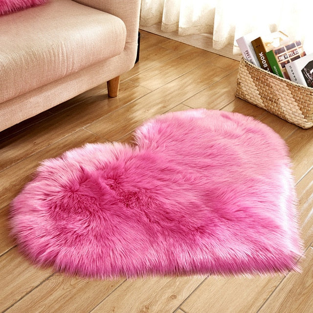 Fluffy Love Heart Shaped Soft Area Rug