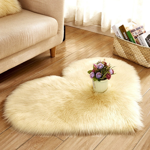 Fluffy Love Heart Shaped Soft Area Rug