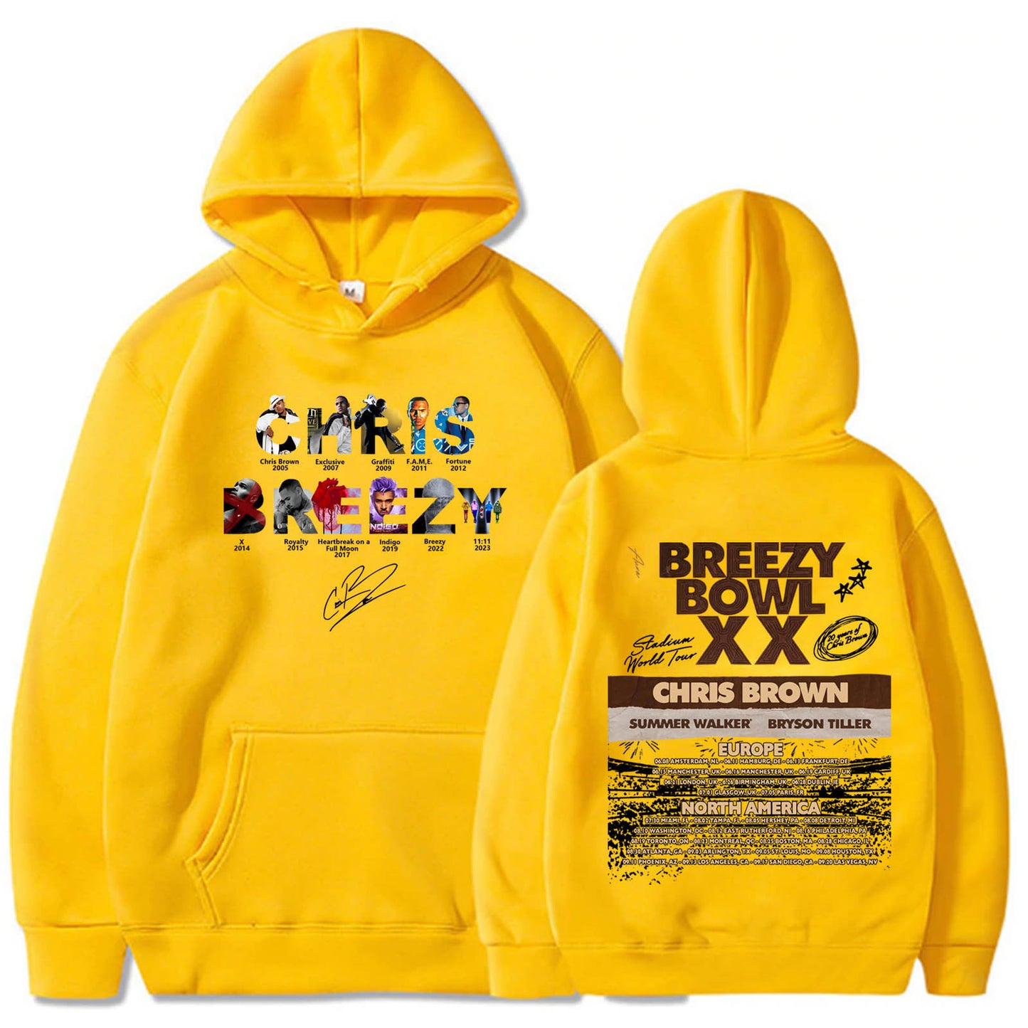 Chris Brown Letter Breezy Bowl XX Tour Hoodie
