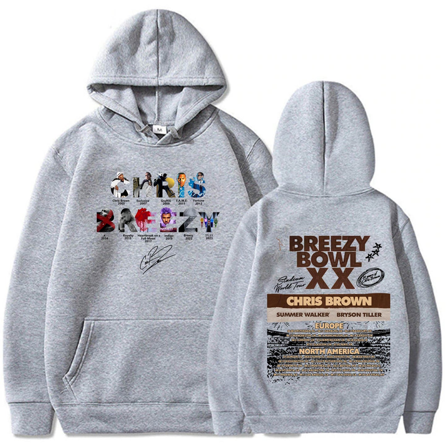 Chris Brown Letter Breezy Bowl XX Tour Hoodie