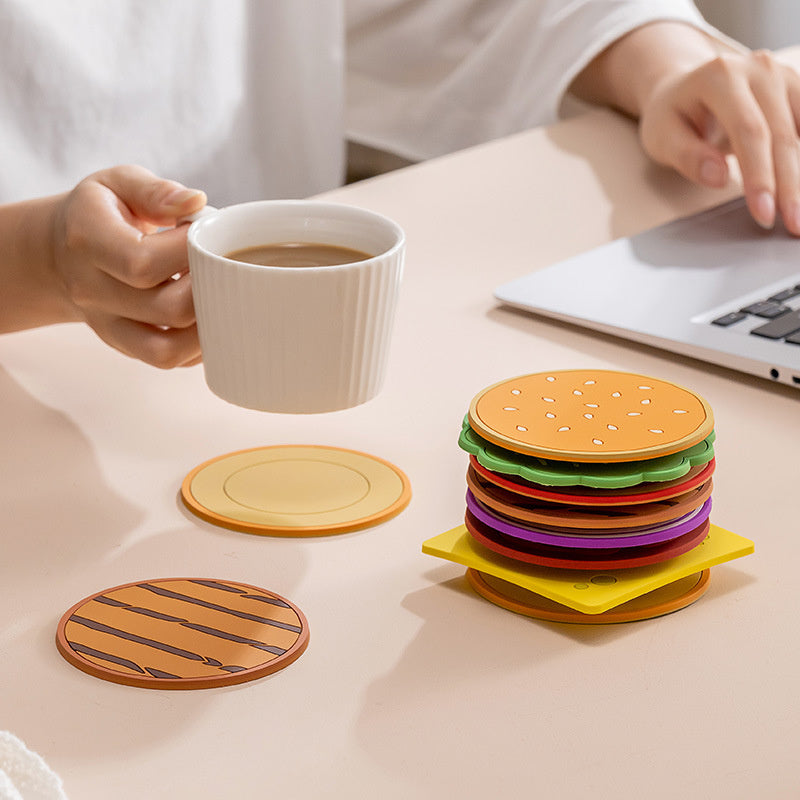 8 Piece Burger Shaped Coaster Set