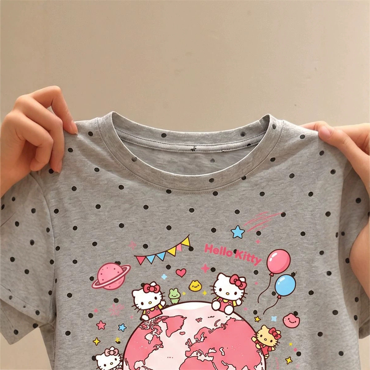 Hello Kitty Polka Dot Short Sleeve T-Shirt