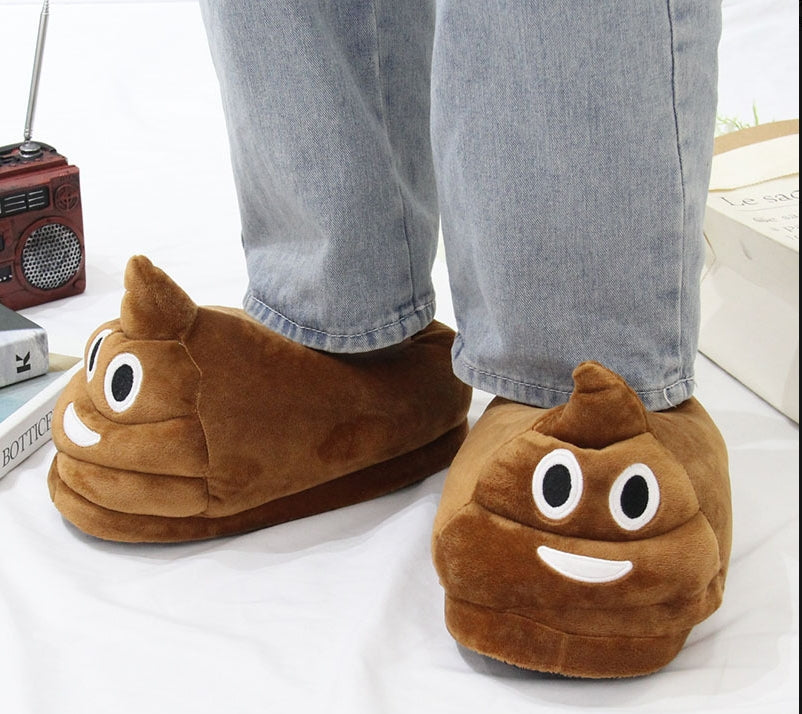 Plush Poop Emoji Slippers