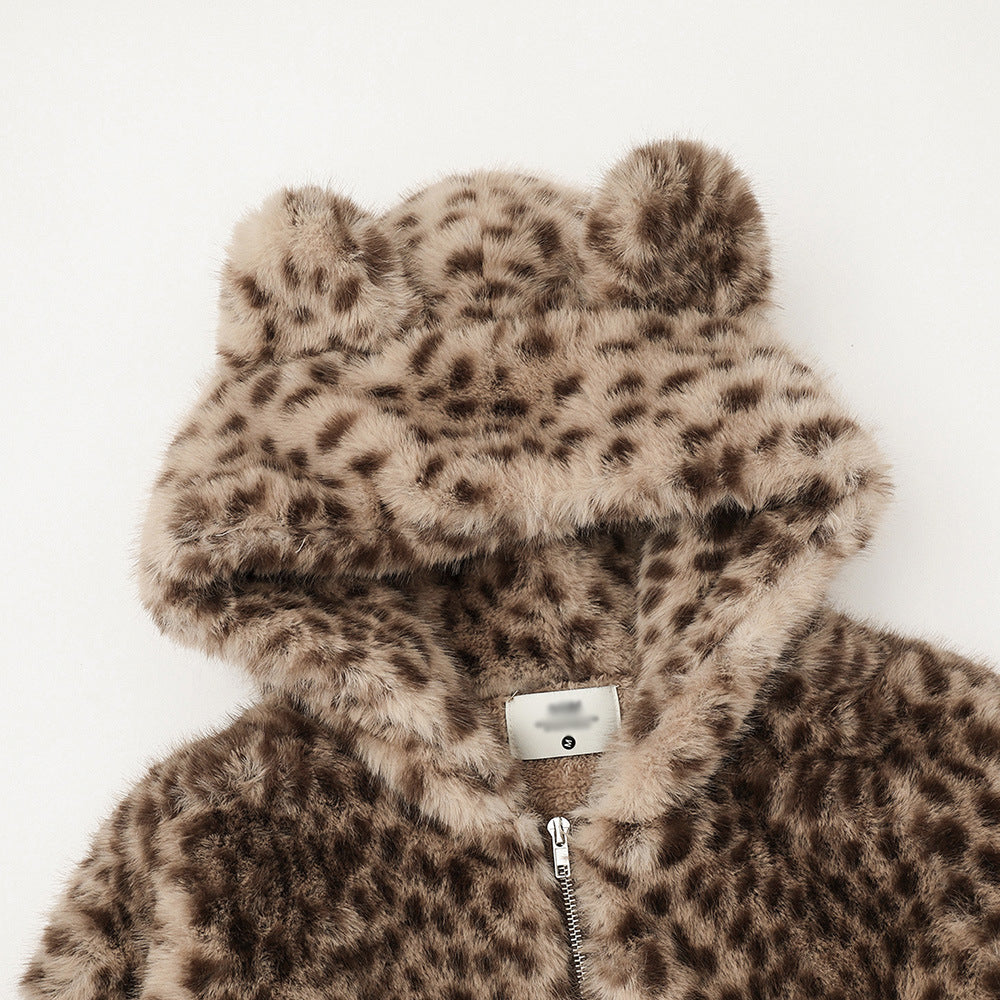 Women's Short Cotton Leopard Print Jacket