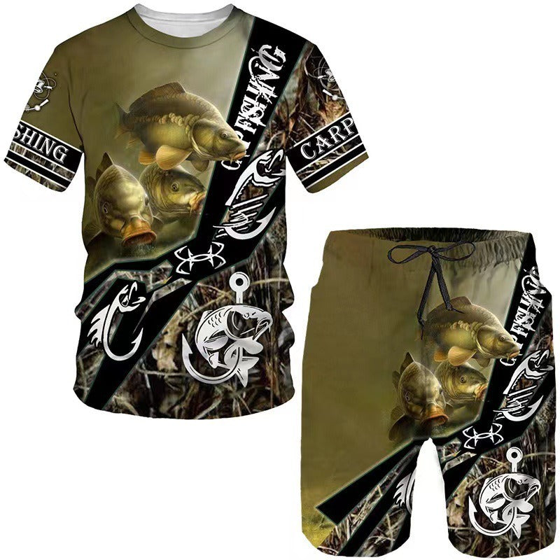 Printed Men's Short Sleeved T-shirt Set