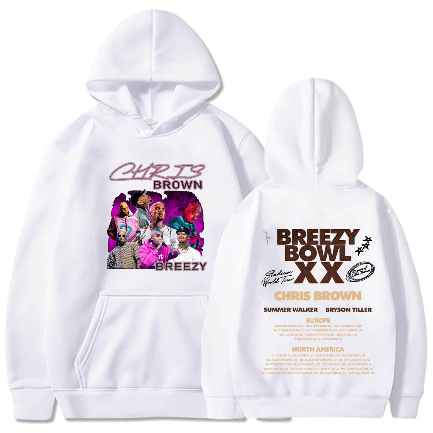 Chris Brown Graphic Art Breezy Bowl XX Tour Hoodie