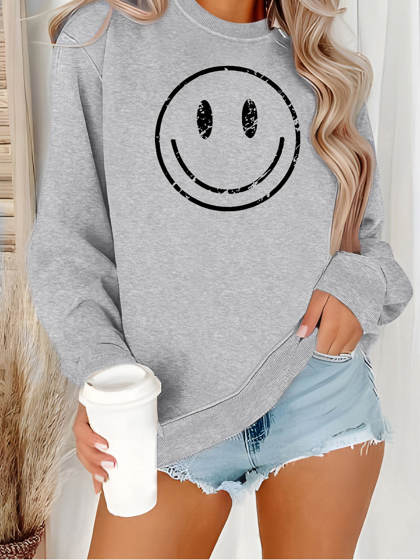 Cartoon Smiley Printed Long Sleeve