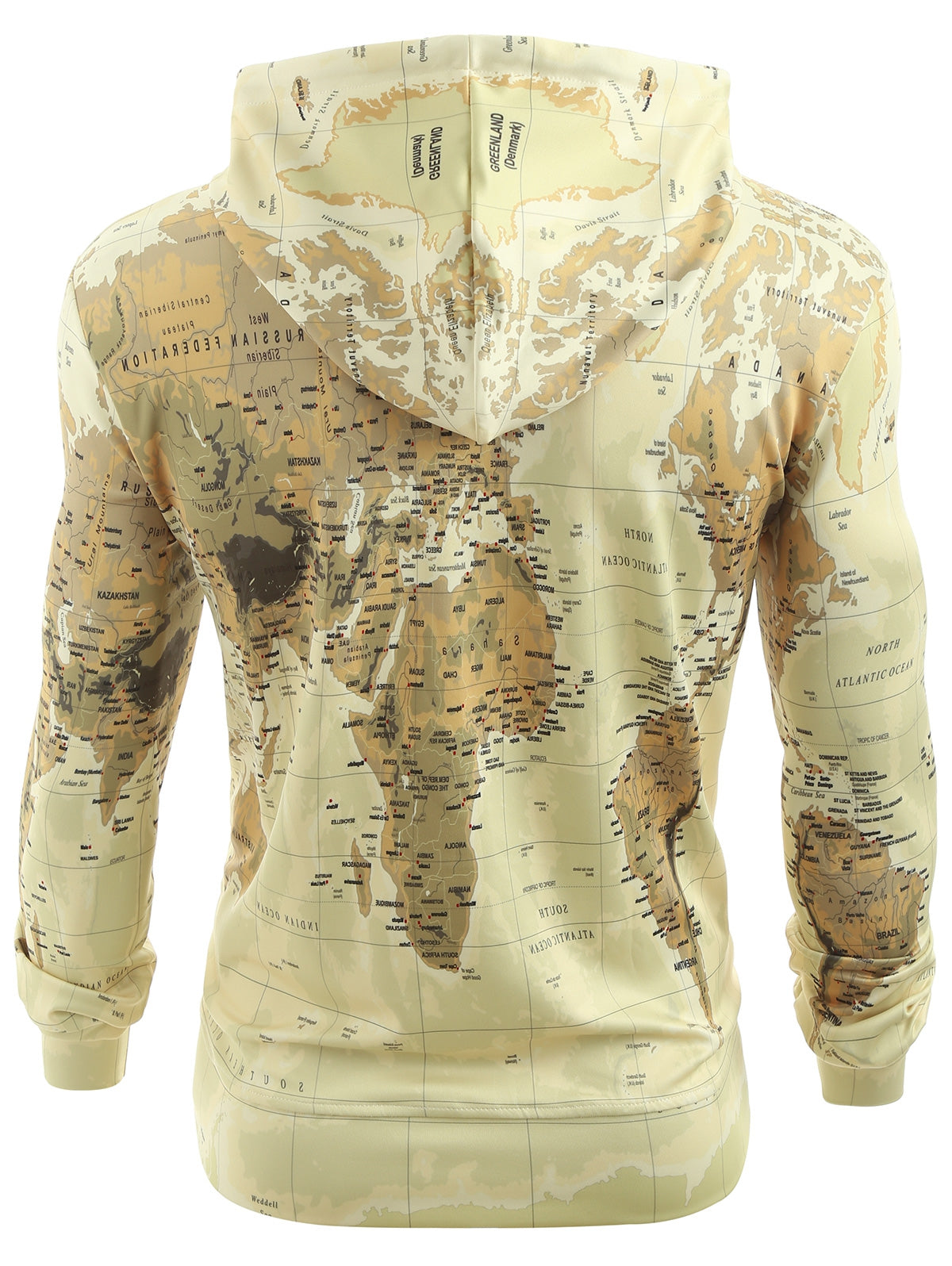 World Map Print Pullover Hoodie