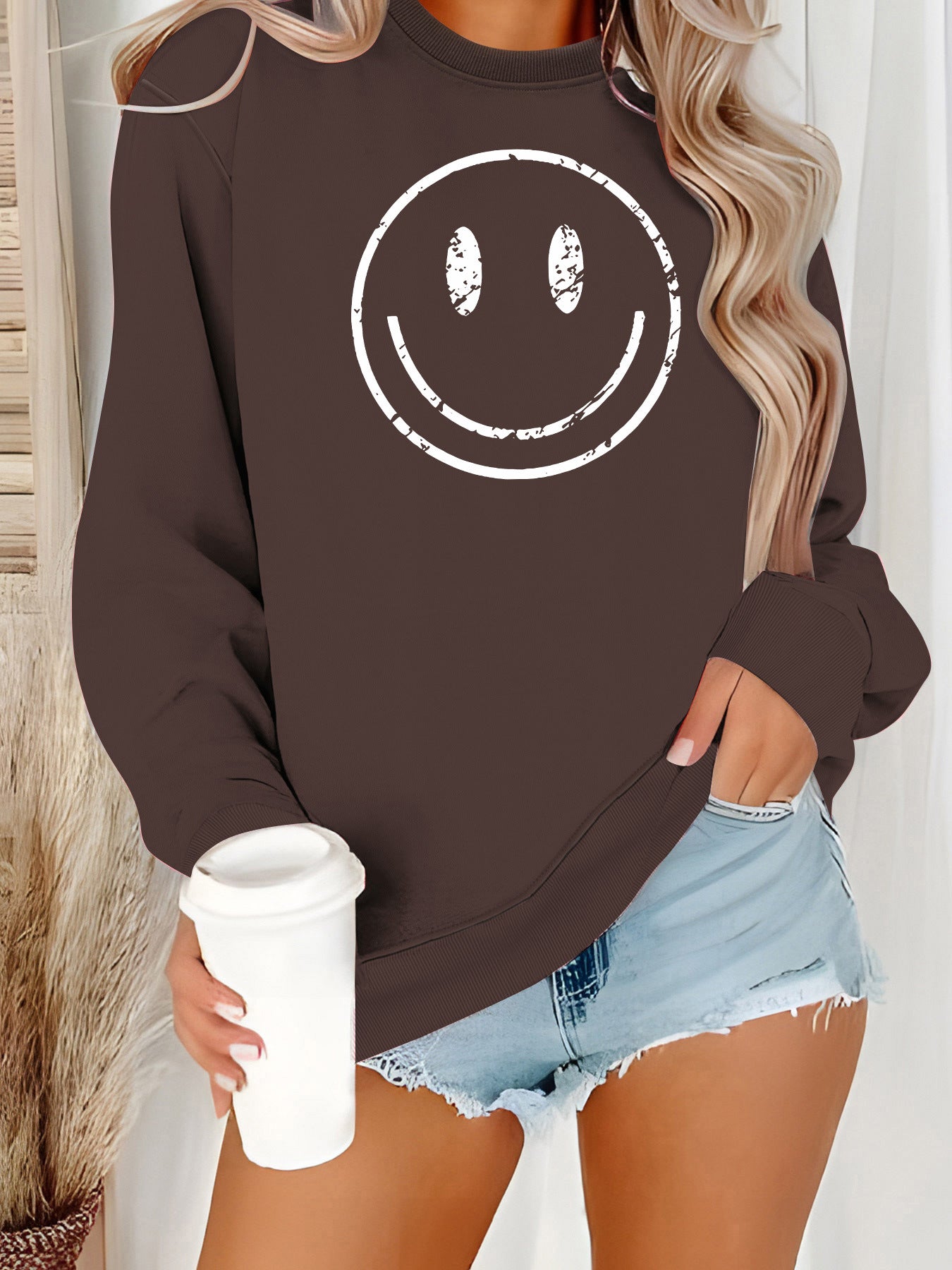 Cartoon Smiley Printed Long Sleeve