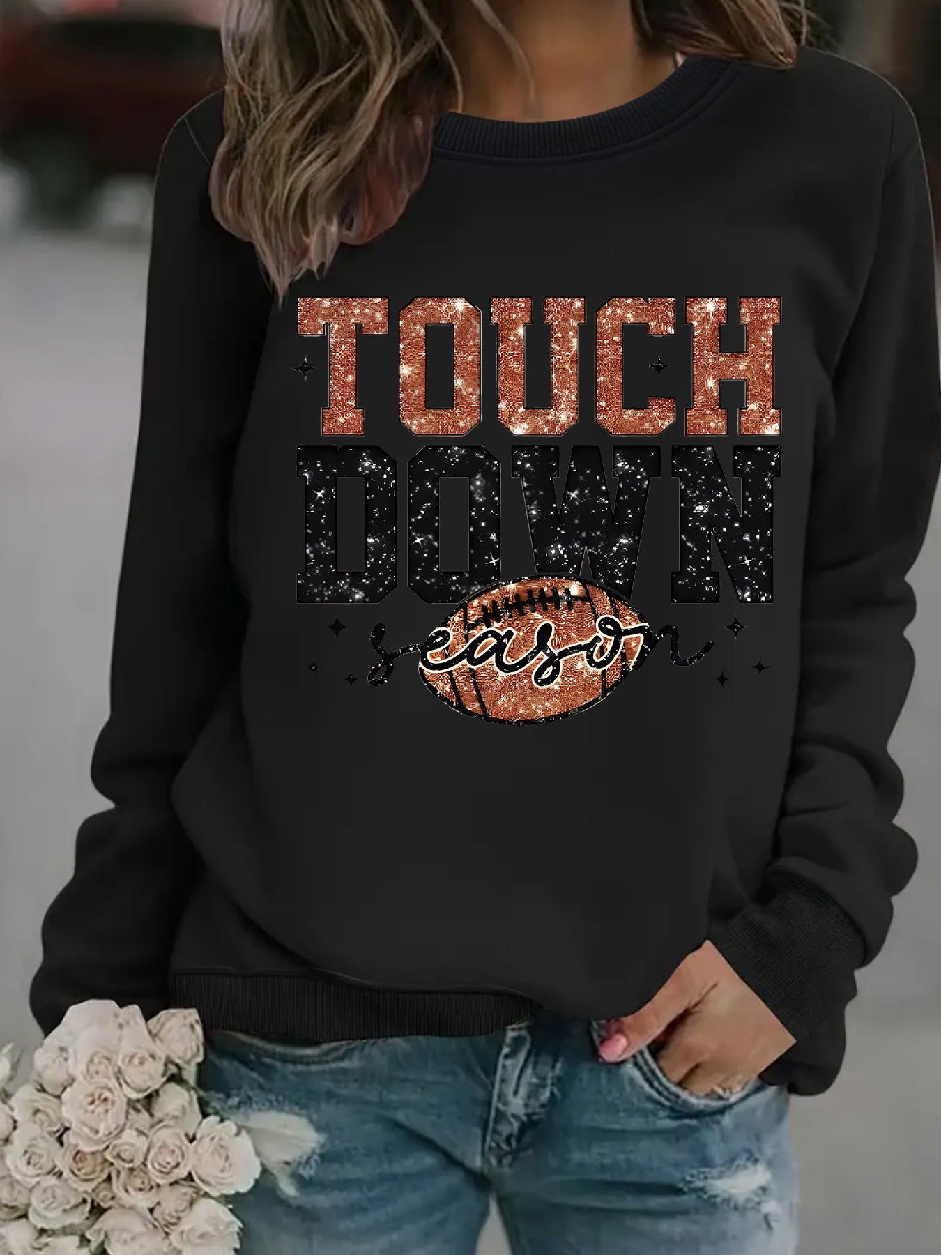 Touch Down Season Letter Printed Long Sleeve