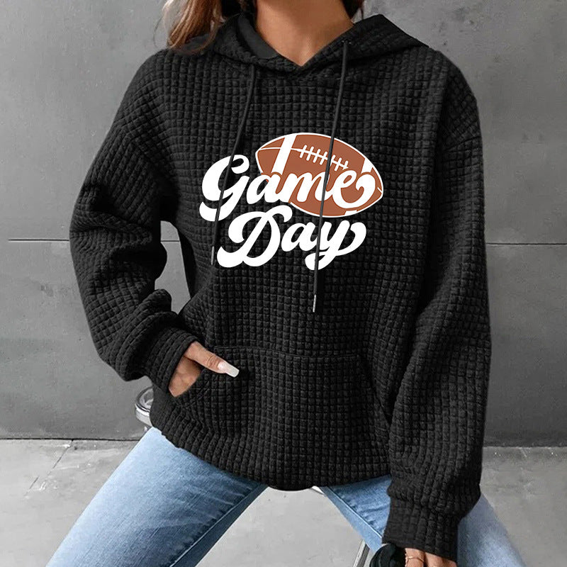Waffle Patterned Football Game Day Hoodie