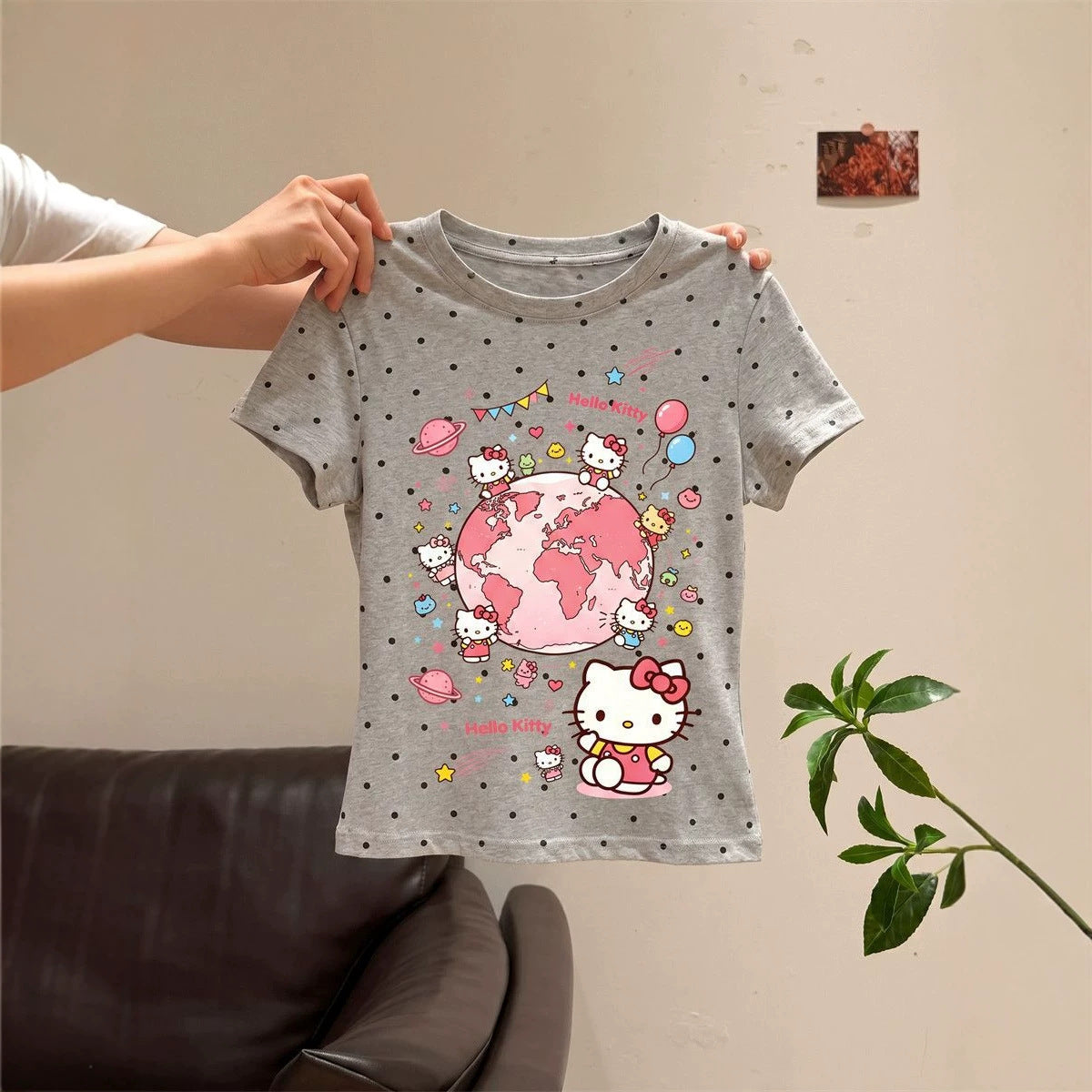 Hello Kitty Polka Dot Short Sleeve T-Shirt