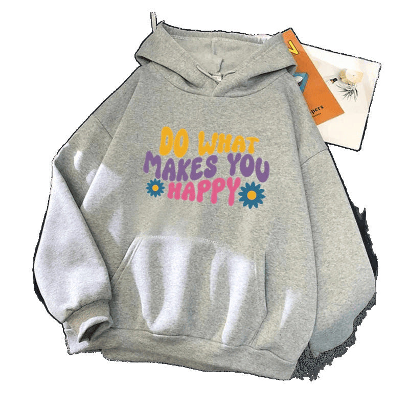Do What Makes You Happy Floral Print Hoodie