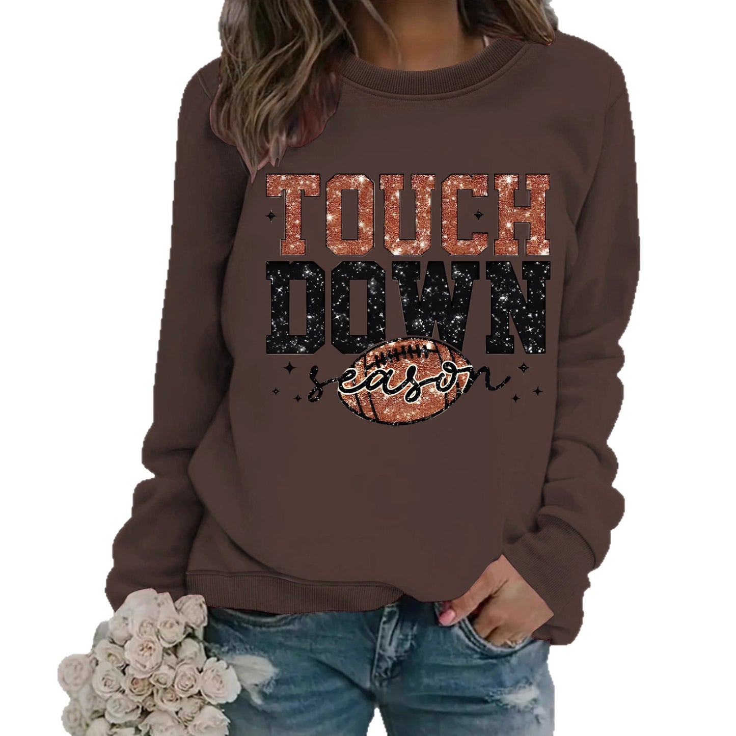 Touch Down Season Letter Printed Long Sleeve