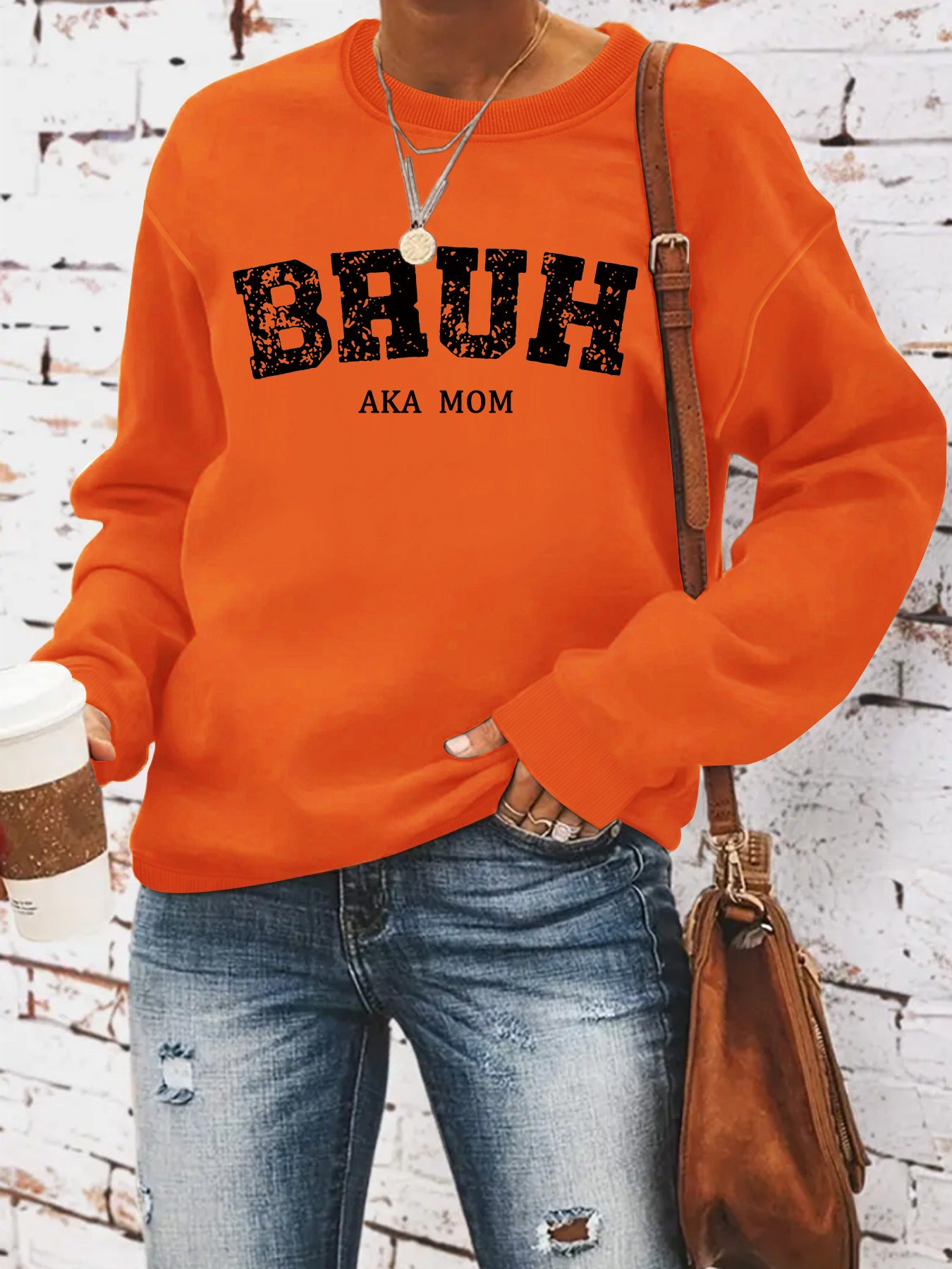 BRUH AKA MOM Printed Long Sleeve