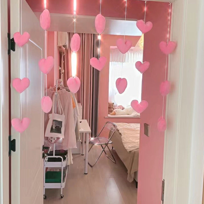 Heart-shaped Door Curtain with Stickers and Hooks