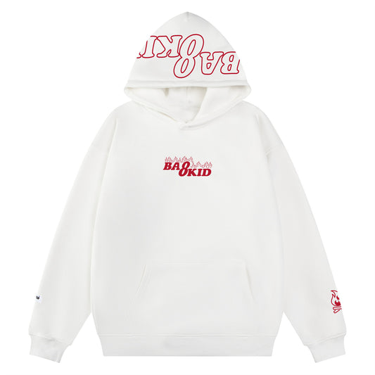 Retro Flame Letter Embroidery Hoodie