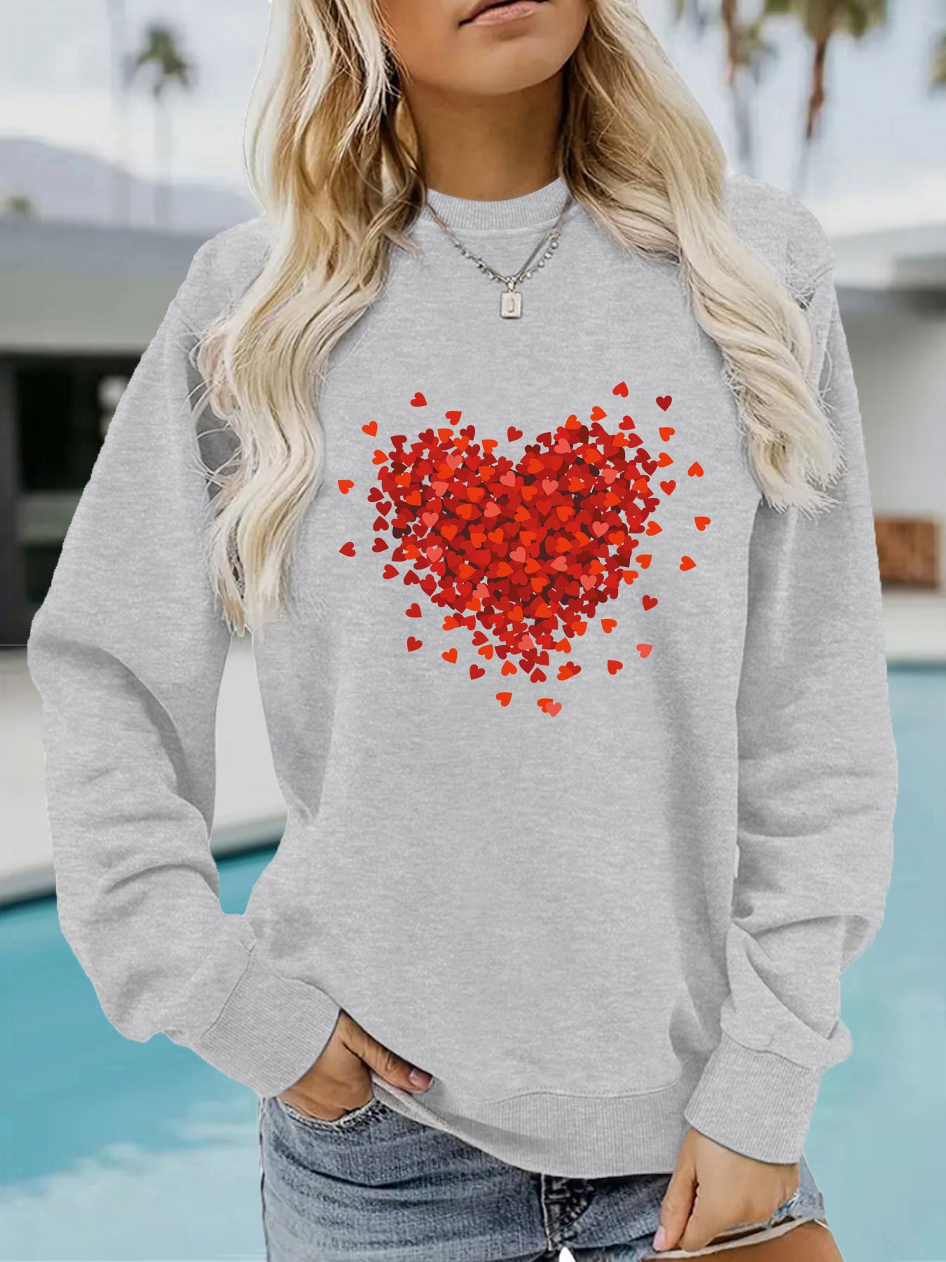 Heart-Shaped Printed Long Sleeve